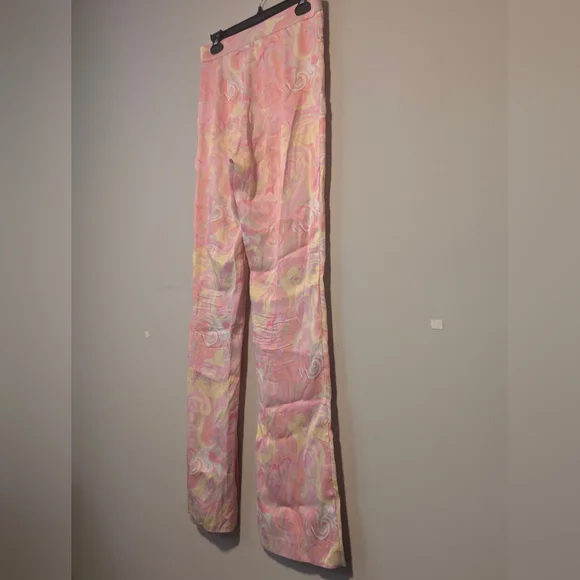 Zara Retro Womens Flare Pants With Flowers & Split Bottom Size Medium New No Tag - Picture 16 of 16